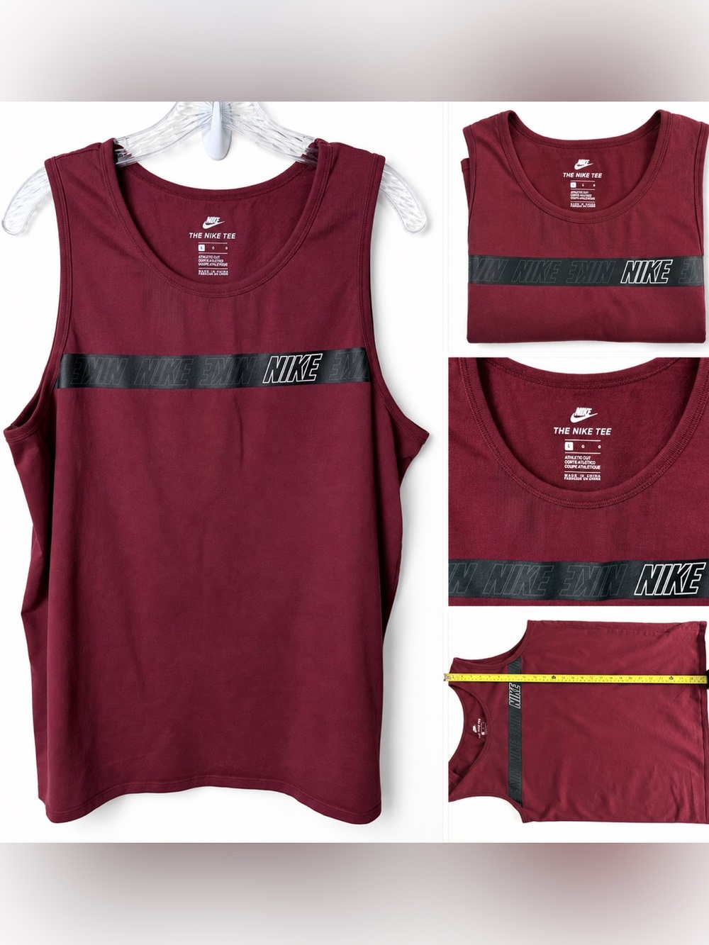 Nike Men’s Tank Top Large Burgundy Black Logo Graphic Sleeveless 892002-677